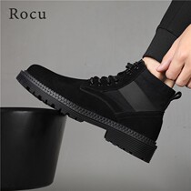 Rocuga suede Martin boots Mens Inn 2020 Winter High Help genuine leather Gardown men Frock Shoes Short Boots Midi