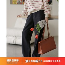 Ouyang Xi gray high-waisted thin jeans 2021 early spring new all-around straight pants loose sagging trousers