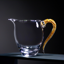 High-end gold foil crystal fair cup Glass heat-resistant thickened male cup with tea leakage set Tea ceremony tea utensils Kung Fu