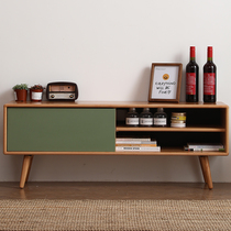 All solid wood TV cabinet Small apartment 1 2 meters audition cabinet Low cabinet Simple Nordic Beech contrast color living room locker