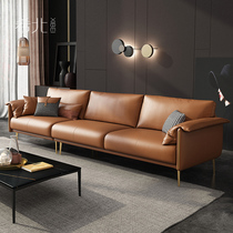Italian style down sofa Living room Nordic minimalist modern light extravaganza Calf Leather Napappa Small Family Real Leather Sofa