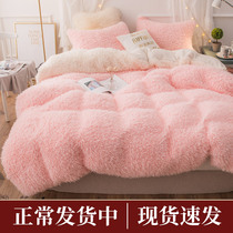 Coral velvet quilt cover single-piece flannel mink double-sided plush winter season plus velvet thickened pink quilt cover customized