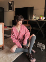 Early autumn clothes New French lazy wind wearing thick sweater womens cardigan Net red loose V collar thick wool coat