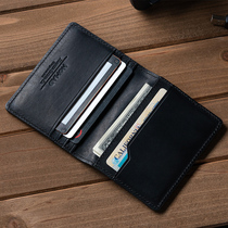 American NOMAD thin cowhide wallet short leather passport holder leather business portable inside and outside multi-layer card slot