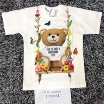 Spot MOSCHINO MOSCHINO 18SS spring summer flower rabbit swing bear round neck short sleeve tee