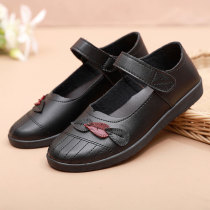 Spring and Autumn old shoes female anti-slippery soft soles one word single shoes middle-aged mommy shoes comfortable flat grandmother shoes