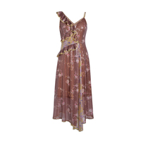 LE FAME la feimu spring lotus leaf print stitching sling dress LF9C12O11R080