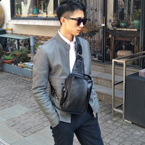 Swissen Star chest bag Mens casual wild crossbody bag trendy Korean version of the small fanny pack shoulder bag soft leather chest bag