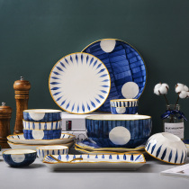 Household small rice bowl Creative personality net red plate Japanese tableware Nordic ins Ceramic rice bowl Chopsticks noodle bowl Simple