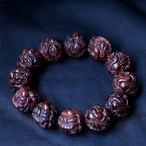 Pixiu Hainan Huanghuali fragrant yellow sandalwood 20mm hand carved text to play Buddha beads hand string