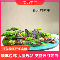 Hotel table large round table high-end restaurant light luxury ornaments landscaping turntable middle landscape decorations