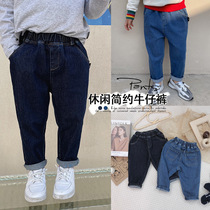  Boys  stretch jeans spring and autumn 2021 new childrens pants western style Korean version of childrens baby casual pants trend