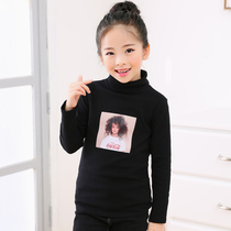 Girls long sleeve T-shirt 2021 new middle and big boy children high neck base shirt pure cotton baby autumn coat