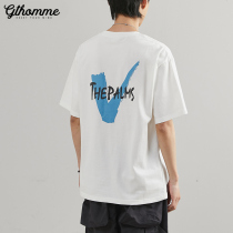 2022 Summer new men short sleeves T-shirt loose casual printed Korean version Trend round collar clothes half sleeve boomer