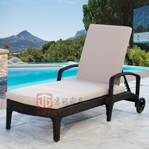 Balcony bed Outdoor leisure rattan recliner Sun room Beach plastic rattan chair Swimming pool outdoor lazy chair