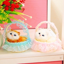 Emulated kitty model swing piece children plush toy emulation small cat paparazzi emulation animal doll birthday present