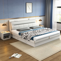 Double bed Modern minimalist master bedroom storage bed 1 5m board bed 1 8m air pressure high box storage bed Small apartment