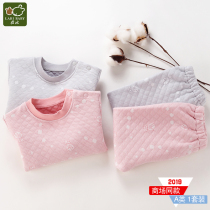 Rabbi official flagship childrens underwear cotton men and women Spring Autumn baby clothes long sleeve childrens clothing silk full open suit