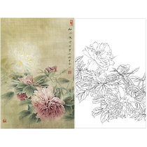 Meticulous painting white paper physical hook white paper printed manuscript Gong Xueqing peony after new rain XQ53