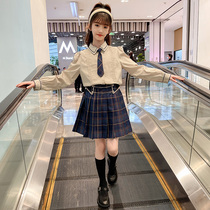 Girls spring dress trendy children suit CUHK Tong Net Red 2022 New Yangqi Jk College Wind Two sets of spring and autumn