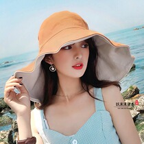 Japanese GP oversized brim cover face fishermans hat female UV sun hat sunscreen travel Joker hat