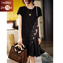 Plain wood short-sleeved loose summer dress European station dress womens 2021 new European womens light cooked style skirt tide