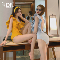 DK Swimsuit Womens Summer Conjoined 2021 New Sexy Korea Ins Seaside Shades of Slim Breasts Fashion Swimsuit