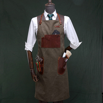 Hair vintage oil head denim apron assistant technician skirt hair salon salon BARBER strap shirt custom