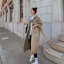 Trench coat womens long 2021 Spring and Autumn New Korean version of loose temperament goddess fan casual Joker hooded coat