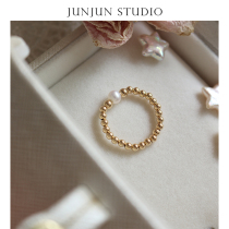 JUNJUN exclusive homemade positive round fresh water pearl ring female US 14k Note gold can be worn wash hands not afraid of water