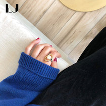 little joys925 silver gilded oval wave freshwater pearl opening ring female baroque pearl