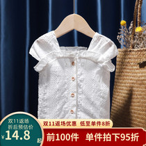 Baby girl lace jacquard doll shirt top 1-6 years old girl summer dress Korean version 3 baby girl pure princess shirt
