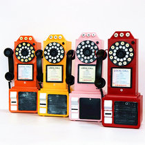 Hanging Telephone Retro Vintage Old Iron Art Model Bar KTV Shop Window Props Home Soft-mounted Decoration Pendulum