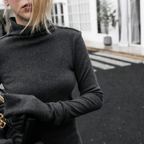 Z boss Spring and Autumn new long bag hip thick grinding base shirt volcano type stand collar slim T-shirt women