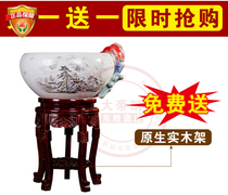 Jingdezhen new silkworm egg turtle glass box turtle tank king size ceramic circulating oxygen filter water spray goldfish tank