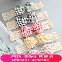 Korean new childrens hair accessories baby baby newborn hair band jewelry cute plaid girl bow headgear