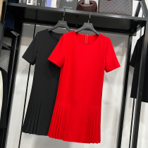 MRMW2021 summer new design sense small man short sleeve dress female temperament waist thin pleated small black skirt