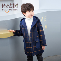 Childrens clothing boy woolen coat fur jacket foreign style winter clothing 2021 autumn and winter New Children Baby thick trench coat