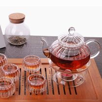 Pumpkin striped flower teapot tea set heat-resistant glass living room teapot set household glass home Creative