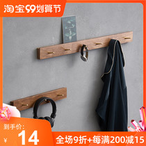 Net red Nordic porch coat rack wall hanging solid wood black walnut wood wall bedroom adhesive hook clothes shelf toilet