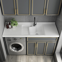 Custom space aluminum balcony washing machine cabinet combination laundry sink Pool companion washbasin