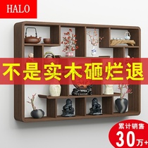  Bogu rack solid wood Chinese wall-mounted wall Dobao pavilion small ornaments living room new antique tea rack partition simple and modern