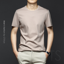 Fugui bird 2020 Summer new round neck young man short sleeve T-shirt men silk cotton Ice Silk solid color casual mens