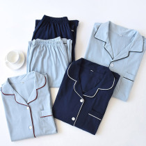 Lovers pyjamas womens spring autumn pure cotton long sleeves Two sets Mens home Clothing Pure Color Loose Full Cotton Cardiovert Suit Autumn