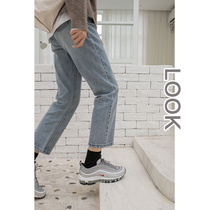 Pregnant women autumn wear wide leg jeans loose spring and autumn thin section outer wear fashion blue nine-point pants support abdomen straight pants