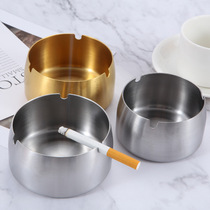 Xiaoqing household ashtray Restaurant ashtray Hotel stainless steel ashtray Metal small gift thickened windproof ashtray