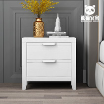 Nordic solid wood bedside table light luxury embossed modern simple new Chinese bedside storage cabinet locker bedroom full