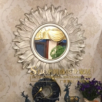 European and American living room wall decorative mirror classical porch wall mirror round sun glasses background wall creative meal side mirror