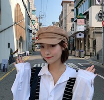  British retro navy hat womens autumn and winter literature and art Japanese wild fashion travel button octagonal hat beret