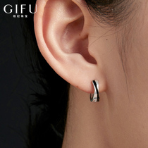 Sterling silver stud earrings simple women small cold wind black earrings personality ear buckle ear ring ear jewelry 2021 new trend